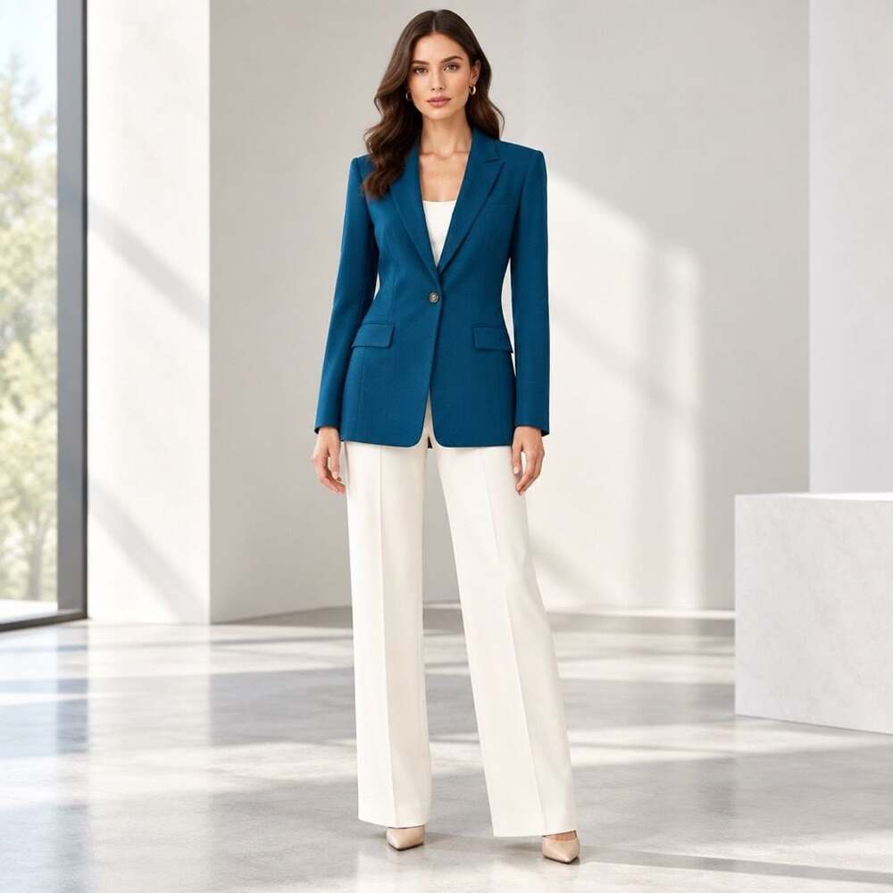 J.Jill Wearever Collection Blazer Size L Teal Single Button